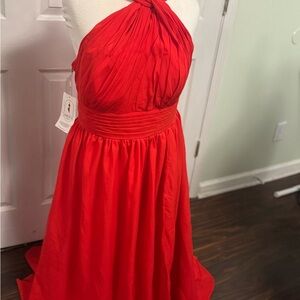Elegant Red Halter Dress